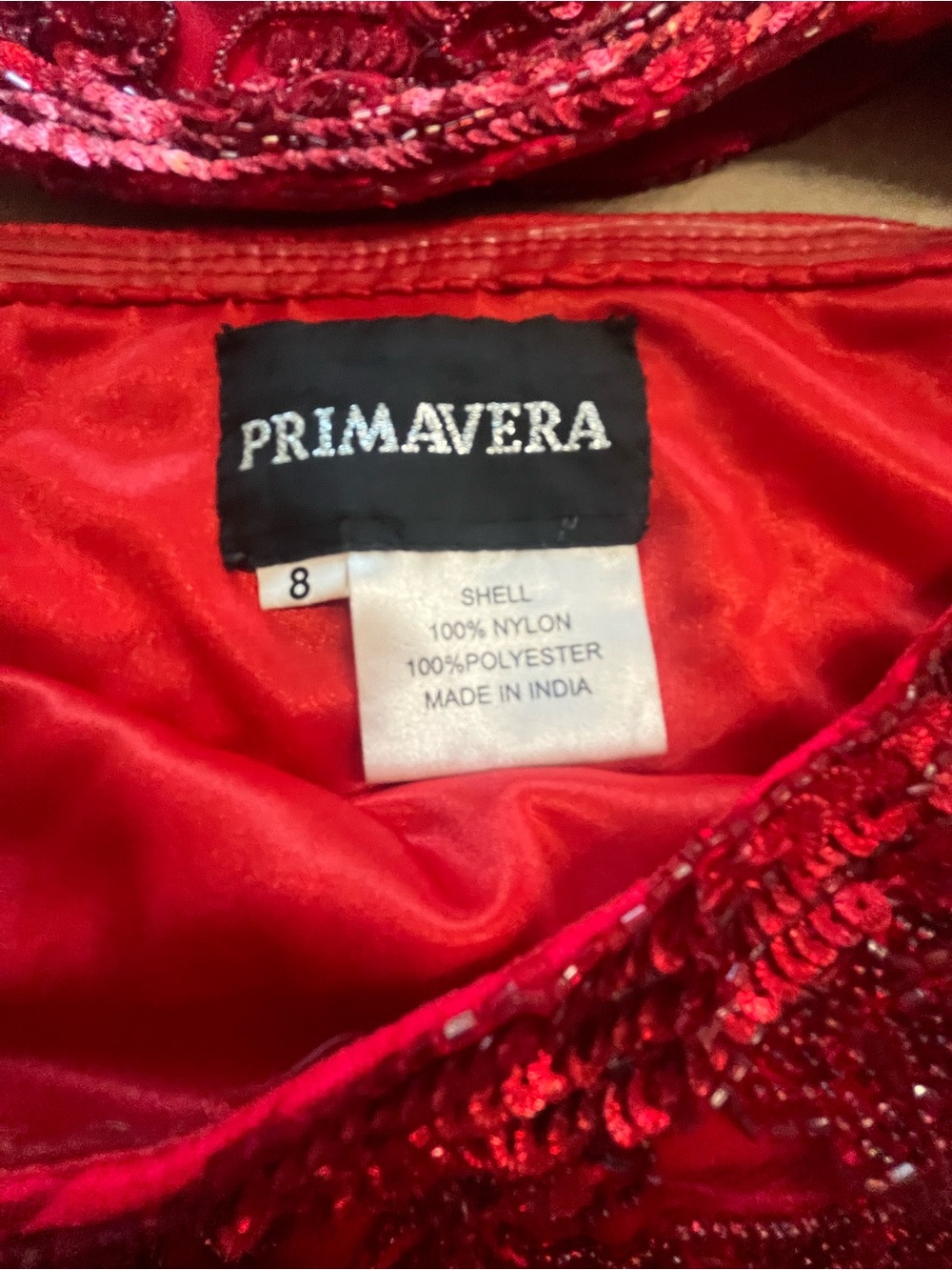 Primavera Couture Vibrant Red Sequin Beaded Two-Piece Mini Dress Crop Top Size 8 - Picture 16 of 16